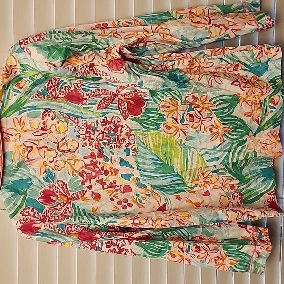 Lilly Pulitzer x Pottery Barn Teen Via Flora Pajama Lounge Shirt Size Large - Picture 5 of 5